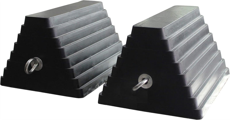 MaxxHaul 80681 Rubber Wheel Chocks 2-Pack – Heavy Duty, All-Weather, Non-Slip, Oil-Resistant with Steel Eyebolt – for Trailers, Cars, Motorcycles, RVs – 10” x 8” x 6” MaxxHaul 80681- 10" x 8" x 6"