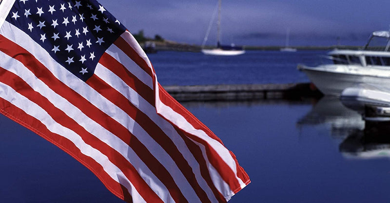 TAYLOR MADE PRODUCTS Sewn American Flag for Boats, 20" x 30", Marine-Grade Nylon, Fade Resistant, Brass Grommets, Embroidered Stars and Stripes, Flag only - 2020109196