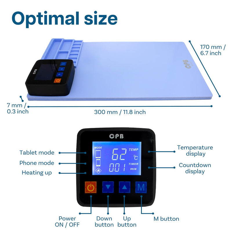 MMOBIEL LCD Screen Heating Pad Smartphone and Tablet - LCD Screen Separator Plate - 12 x 7 x 0.3 inch