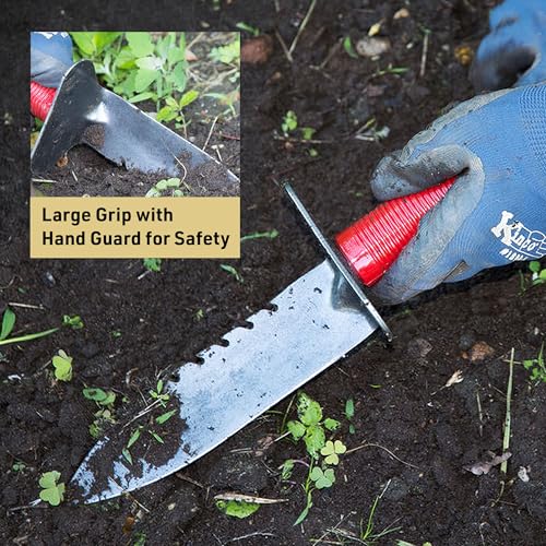 Kings County Tools 12-Inch Gardener's Digging Knife | 7-Inch Long Curved Alloy Steel Blade with Serrated Edge | Cut Roots and Vines | Made in the USA