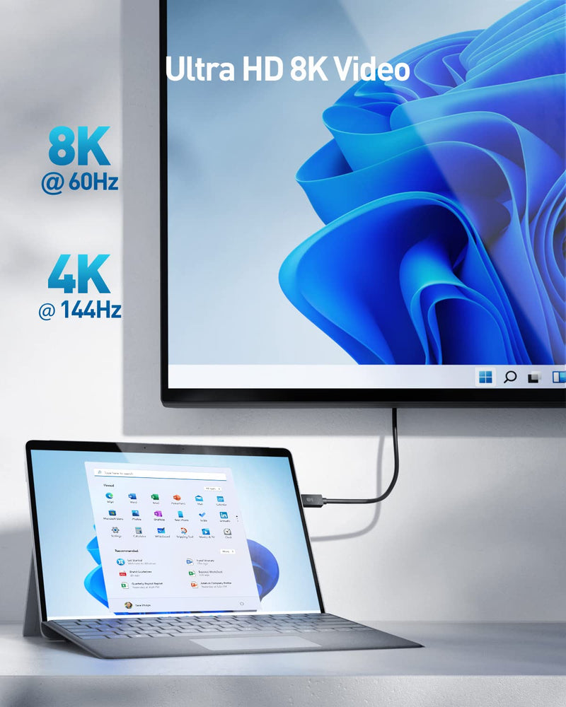 Cable Matters [Designed for Microsoft Surface] 32.4Gbps USB-C to DisplayPort 1.4 Cable 6 Feet / 1.8 Meters Supports 4K 144Hz and 8K 60Hz HDR - USB4, Thunderbolt 3 and Thunderbolt 4 Port Compatible