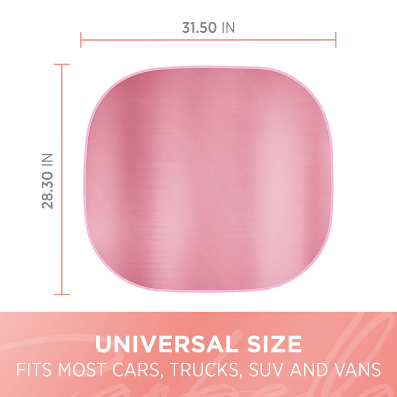 BDK 2PC Metallic Pink Car Window Sun Shade Auto Shade for Windshield Visor, Block UV Reflect Heat to Keep Your Car SUV Truck, 31.75" x 28.75"