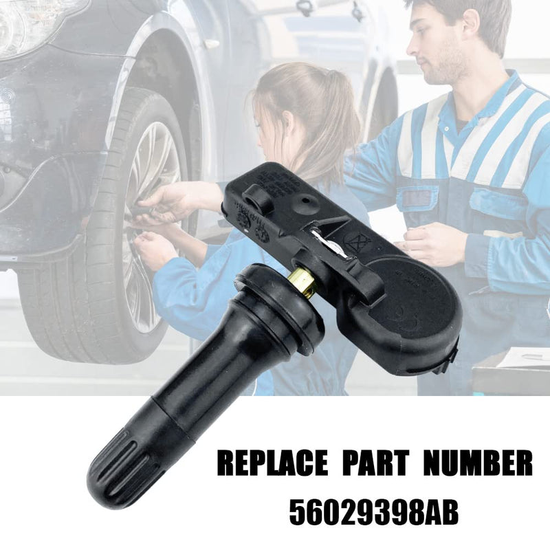 Set of 4 TPMS Tire Pressure Monitoring System Sensor 433MHz Compatible with Jeep Wrangler JK Dodge Ram Charger Replacement for 56029398AB 68142397AA 68241067AA 68241067AB