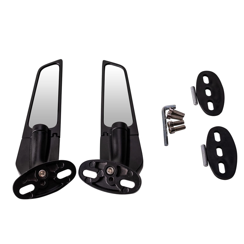 Racing Motorcycle Rear View Mirrors, 360° Rotating Stealth Mirrors Compatible with Honda CBR300R CBR500R CBR600RR CBR1000RR, Kawasaki Ninja 300 400 650, Suzuki GSXR 600 750, Yamaha, Ducati