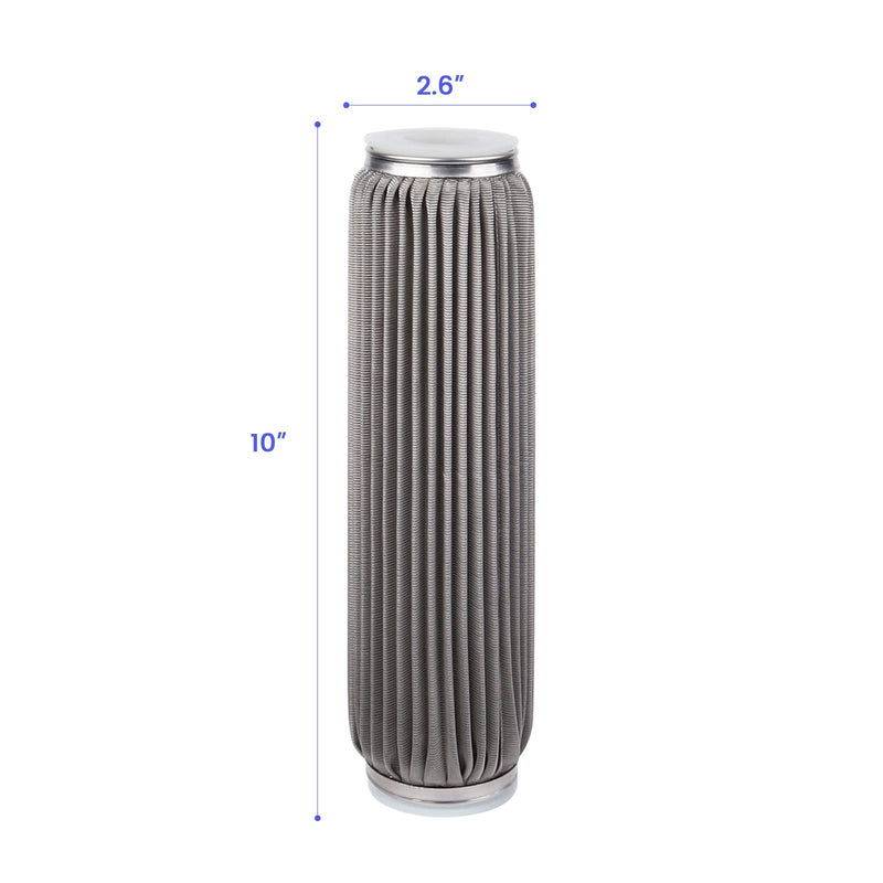 100 Micron 10" x 2.5" Stainless Steel Pleated Whole House Water Filter Cartridge, Universal Cleanable Water Filter Replacement for Well Water(100 Micron) LX-10B