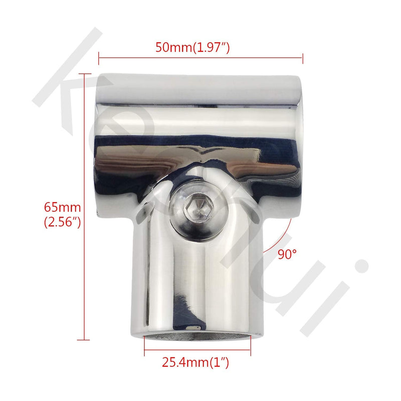 Heavy Duty 316SS Boat Hand Rail Fitting- Polished 90 Degree T/Tee Hinged/Split Fitting 1" Tube 2PCS FOR 1" TUBE