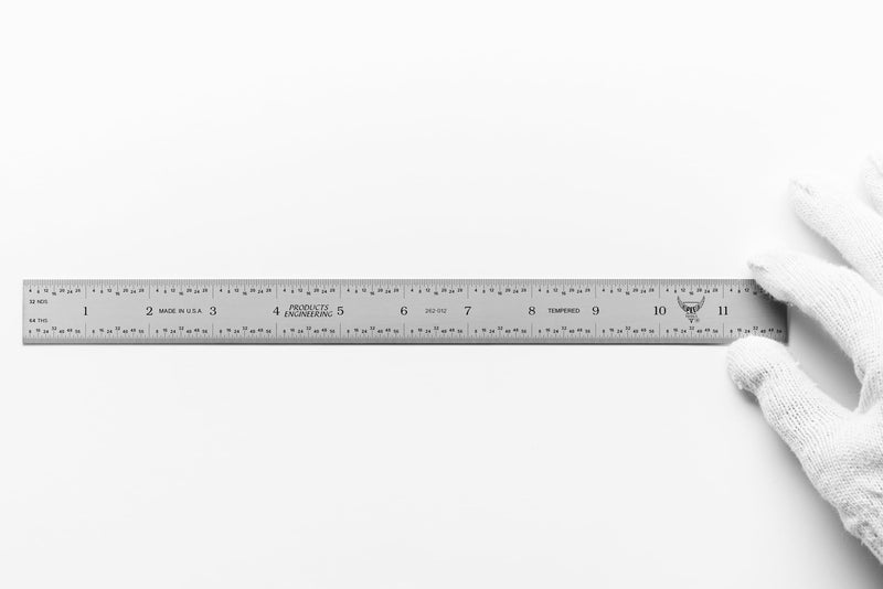 PEC Tools Rigid Metal Ruler, 12"/300mm High-Precision Steel Rule with Satin Chrome Finish, English & Metric Graduation (1/32", 1/64", 0.5mm, 1.0mm), Fully Hardened and Tempered, Made in USA Carbon Steel-Rigid