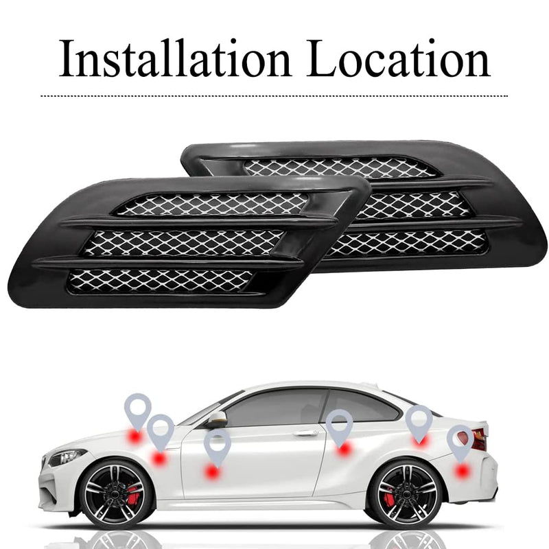 1 Pair Auto SUV Universal Car Side Mesh, Universal Car Side Mesh, Vent Air Flow Fender Decoration Sticker, Car Side Mesh Vent Decoration Fit for All Cars (Black) Black