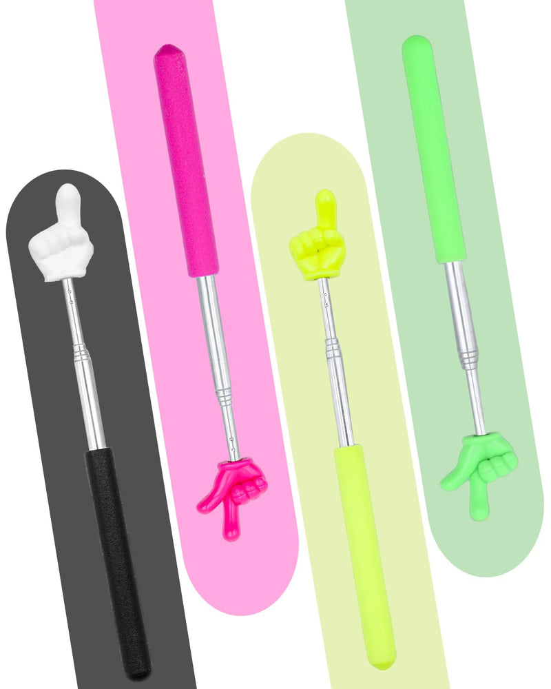 4Pcs Telescopic Teachers Pointer, Mini Pointer Finger Stick for Classroom, Retractable Hand Pointer for School Presentations(4 Colors)