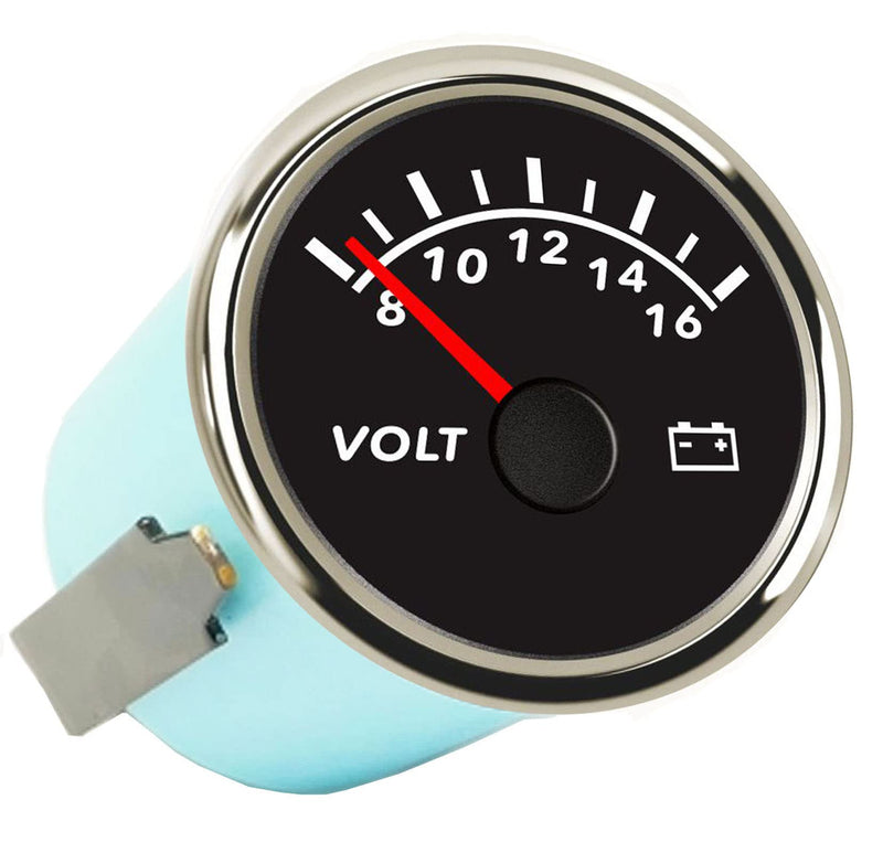 52mm Digital Voltmeter Universal Voltage Meter Volt Gauge for Motorcycle Marine Boat Car Truck 8-16V Waterproof with Red Backlight Silver