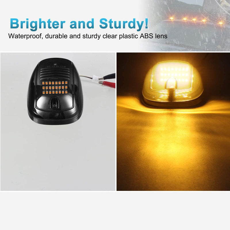 Partsam 5X Amber 24 LED Smoke Cab Roof Running Top Marker Lights 264146BK Assembly Wire Harness Replacement for 1500 2500 3500 4500 5500 2003-2018 Pickup Trucks