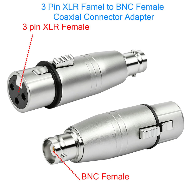 XLR to BNC Adapter, 3Pin XLR Female to BNC Female Coaxial Analog Video Connector Converter for Mixing Consoles, Video Systems, RF, Public Address
