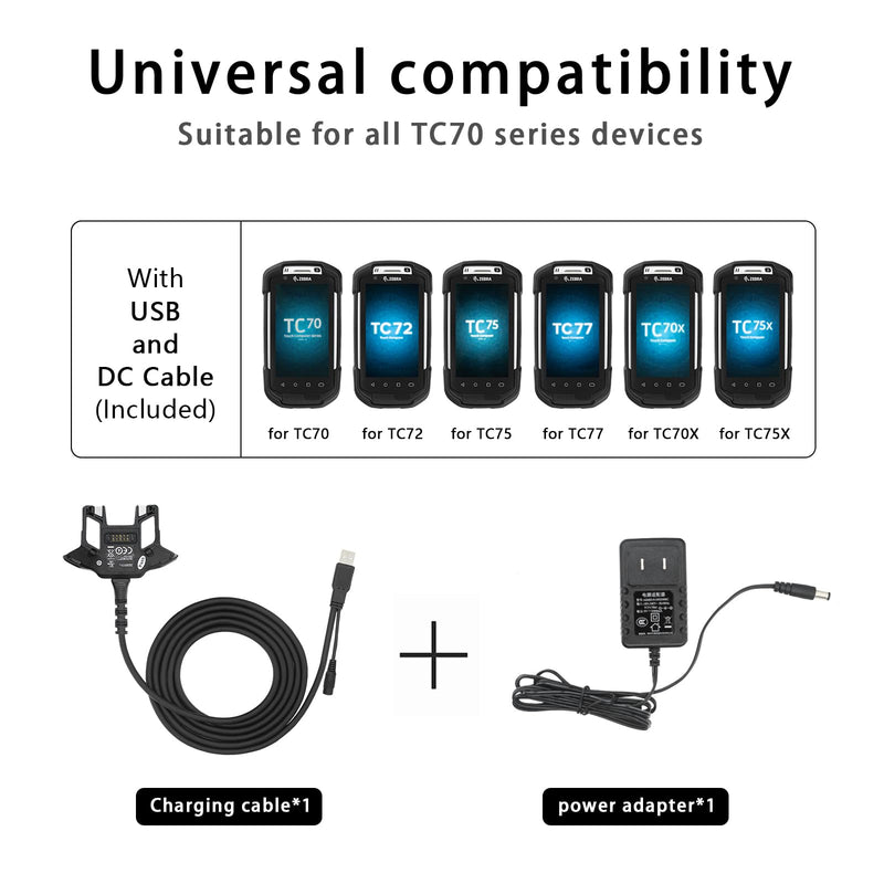 USB Charger Cable and Adapter for Zebra Symbol TC70 TC70X TC72 TC75 TC75X TC77,5V/3A Super Fast Charger(CBL-TC7X-SERL1-01),PDA Handheld Barcode Touch Mobile Computer Accessories,Scanner Charger