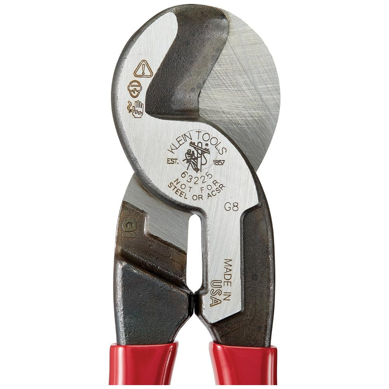 Klein Tools 63225 Cable Cutter, Made in USA, 9-Inch High Leverage Cutter for Aluminum, Copper and Communication Cable Standard Cutter