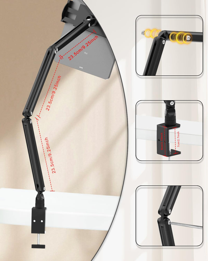 Tablet Stand for iPad, Aluminum Multi-Angle Adjustable Tablet Holder, Heavy-Duty Metal Base for Desk, Compatible with 5.7''-15.6'' iPad Pro, Surface, Kindle, Tablets, Portable Monitors and More ZMXBZJ
