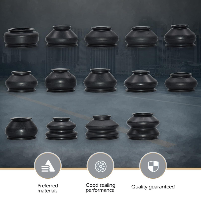 14PCS Tie Rod Boot, Tie Rod End Boot, Rubber Dust Cap Tie Rod End Kit, Ball Joint Boot Replacement Suitable to Most Vehicle (Black)