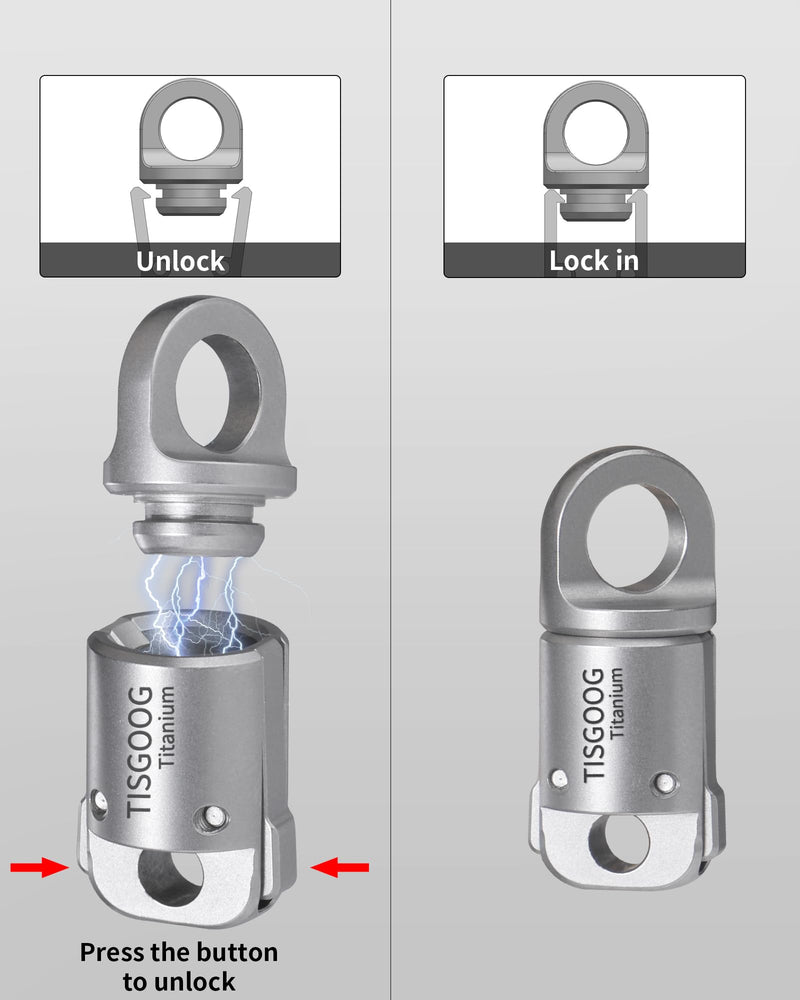 Titanium Magnetic Quick Release Keychain, Heavy Duty Key Holder, Detachable Chain Rings, 88LB Load Capacity Ti Connector*1 + 1 in Ss Keyring*2