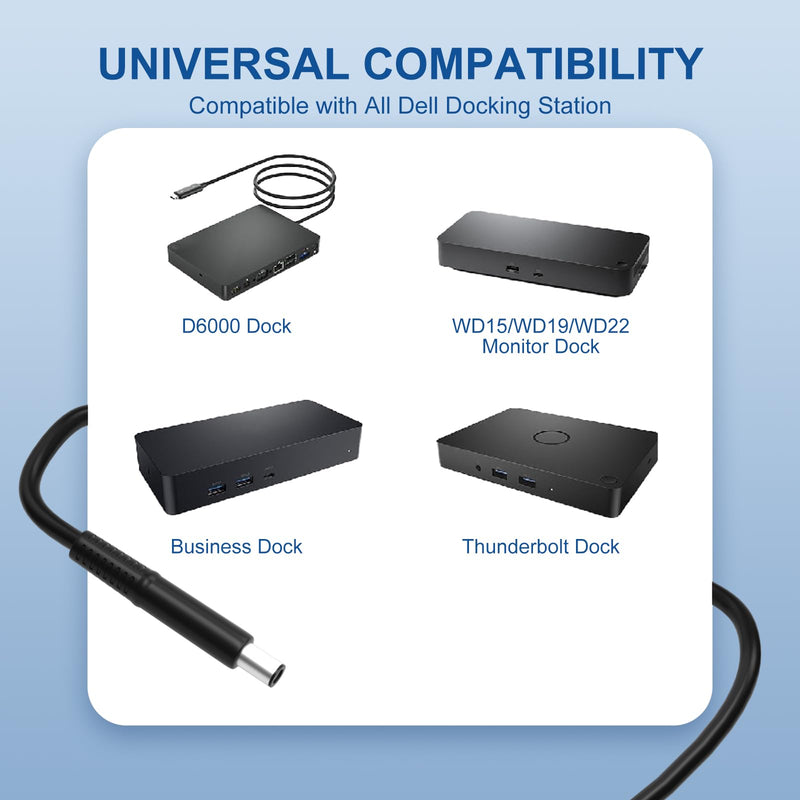 180W Adapter Charger Compatible with Dell Dock D6000 Docking Station | For Dock D6000/6000S Power Cord/Thunderbolt WD19 WD19S WD19TB WD22TB4 WD15 WD25 SD25 TB16 TB15 Docking Station Power Adapter
