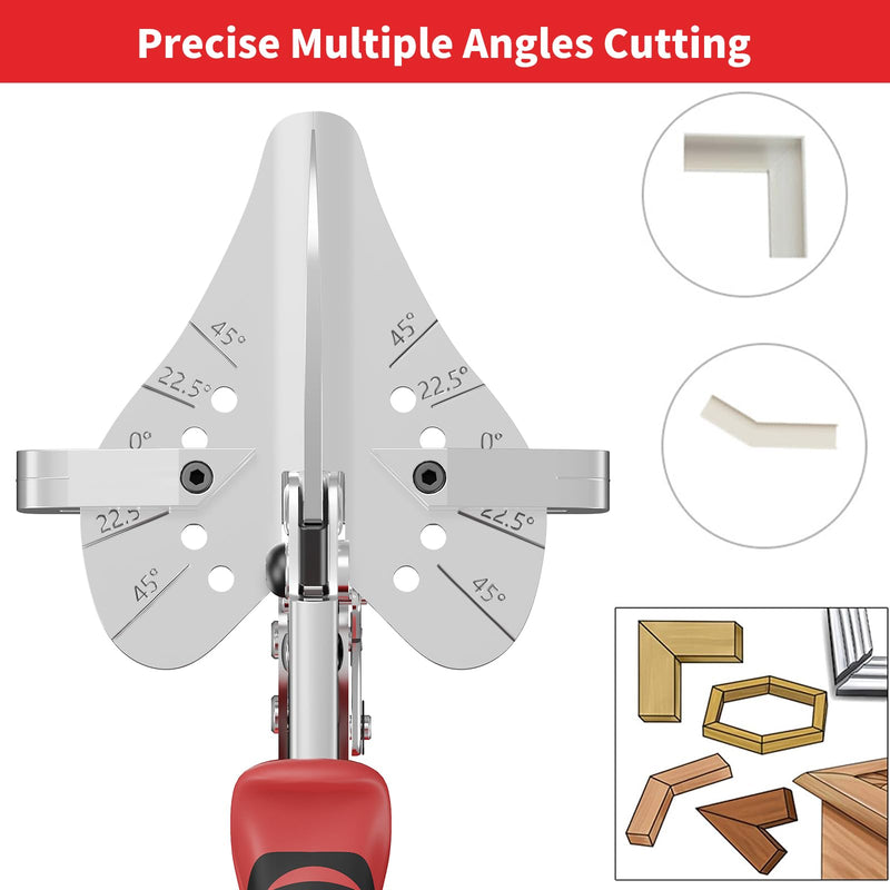 GARTOL Ratchet Miter Shears 22.5°–135° Adjustable; Precision Angle Cutter with Spare SK5 Blade for Quarter Round, Shoe Molding, PVC, MDF & Soft Wood; Labor-Saving Trim Tool with Safety Lock