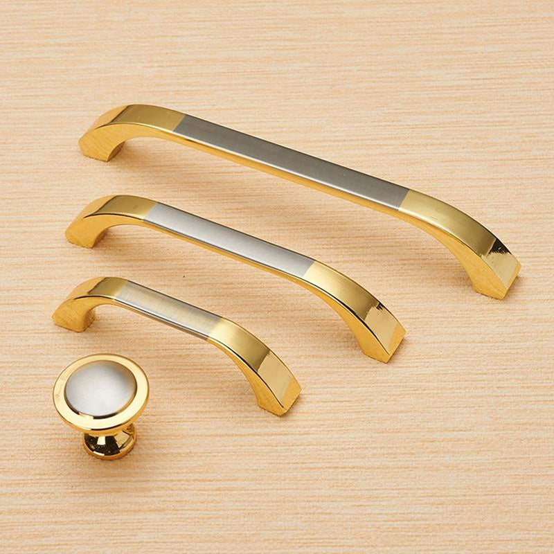 Gold and Silver Cabinet Handles 10 Pack Kitchen Cabinet Pulls 2-1/2" Hole Centers Euro Style Drawer Hardware 2-1/2 in Hole Spacing (Pack of 10) Gold ang Silver