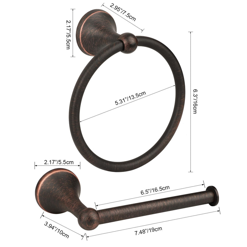 Oil Rubbed Bronze Toilet Paper Holder Antique Wall Mount,Towel Ring Bronze,Toilet Tissue Roll Holder and Hand Towel Holder Set for Bathroom, RV, Bathroom Hardware Accessories Set Bronze Oil Rubbed Bronze