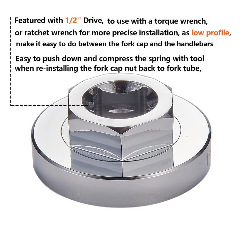 Fork Cap Nut Socket 1-3/8" Hex for Harley Sportster Big Twin Motorcycle (1-3/8 Inch Socket) 1-3/8 Inch Socket