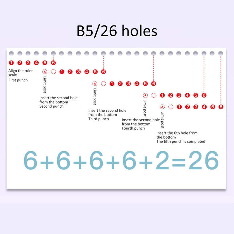 99H9 Hole Puncher, Pink Small Multi Hole Punch, 26Hole 30Hole 20Hole Paper A4 B5 A5 Looseleaf Manual Punching Machine