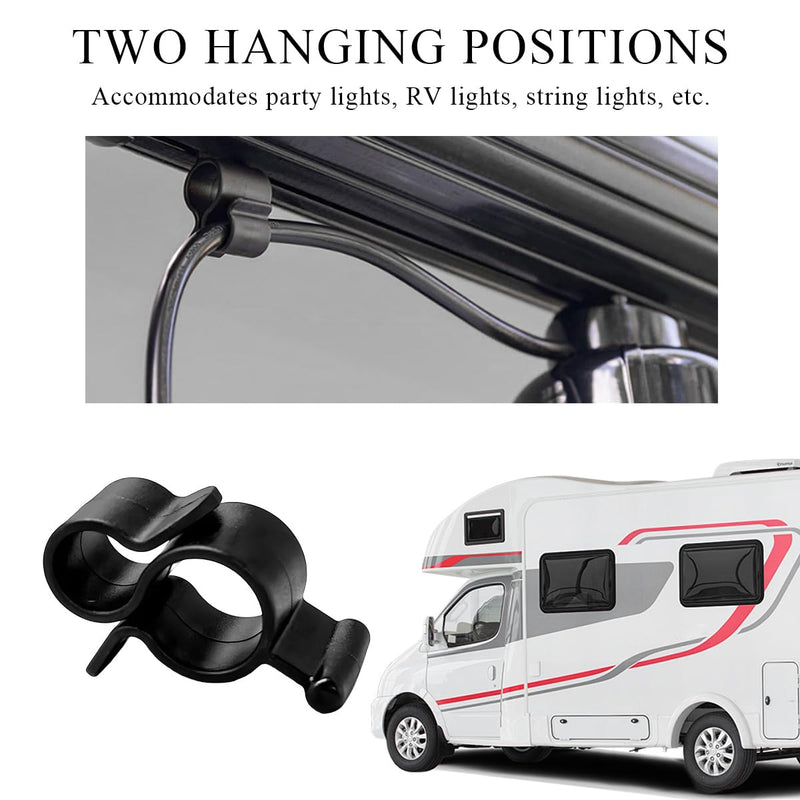 10 PCS Rope Light Awning Clip, Durable Plastic S Clip Hook Slides into Awning Roller Bar Channel, Multi Purpose Mini Ceiling Hooks for Camper/Trailer Rope Lights RV Lights Awnings