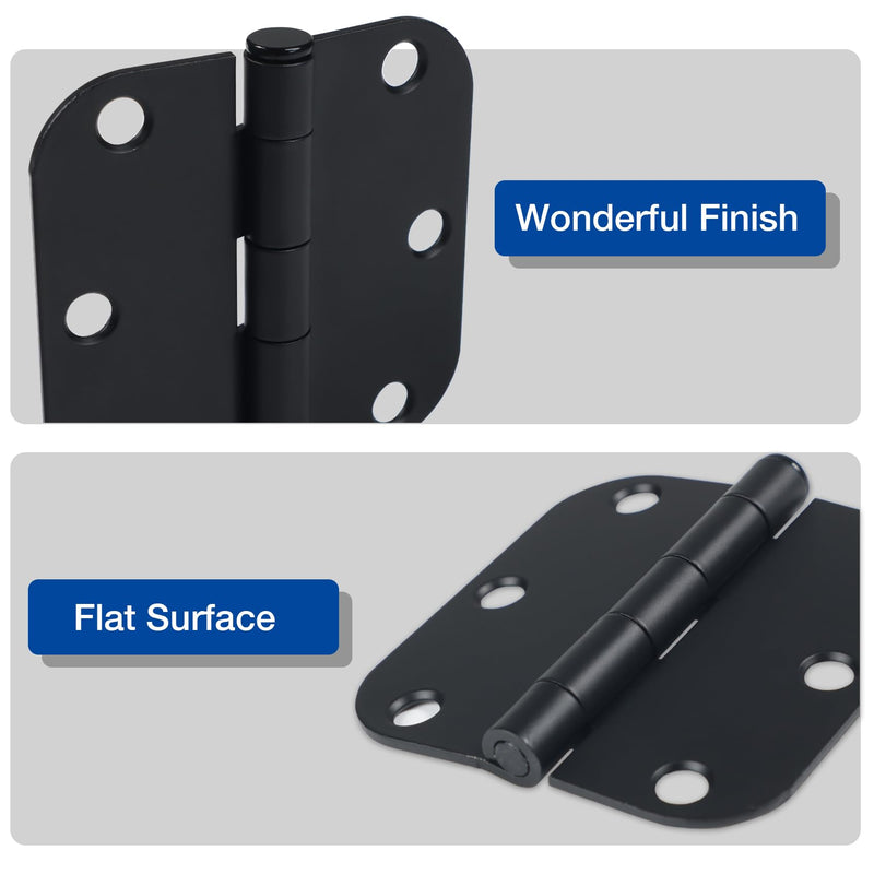 6 Pack 3 Inch Hinges Rounded Matte Black Door Hinges Interior Door Hinges Black Matte 3 Inch Door Hinge 5/8" Radius Cowshed, Byre, Cattle Hinges for Doors 3 "x 3" Hardware Controls 6 Pack-no squeak