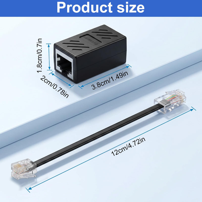 RJ11 to RJ45 Adapter Phone Jack to Ethernet Cable Adapter | RJ45 8P8C Female to RJ11 6P4C Male, for Landline Telephone Service