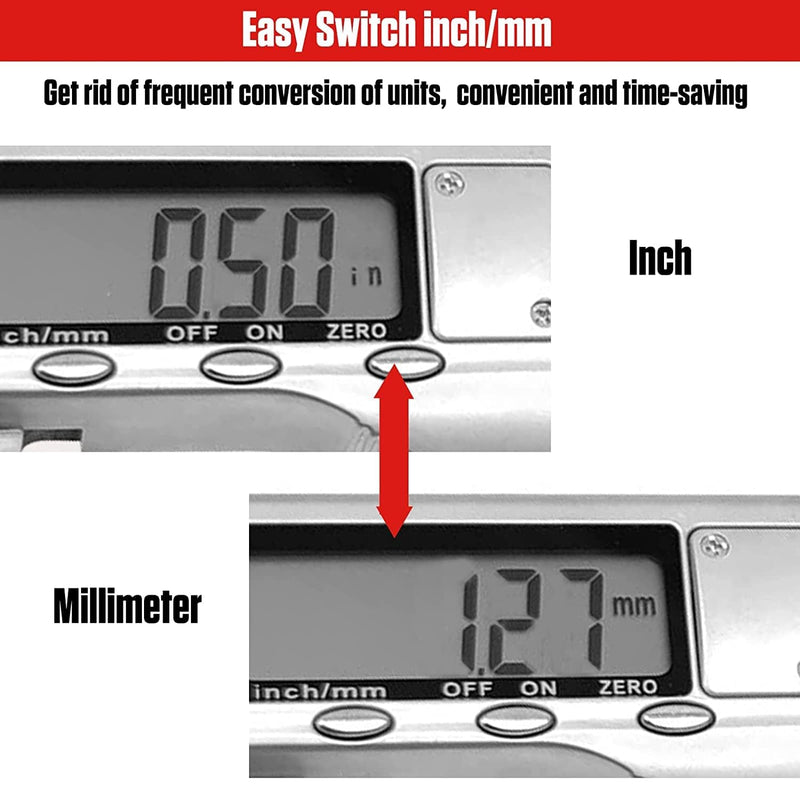 Disc Brake Rotor Micrometer, 6 Inch Brake Rotor Caliper Measuring Tool of Inch and Millimeter Conversion Stainless Steel Electronic Vernier Caliper Auto-Off Feature Electronic Gauge with LCD Screen