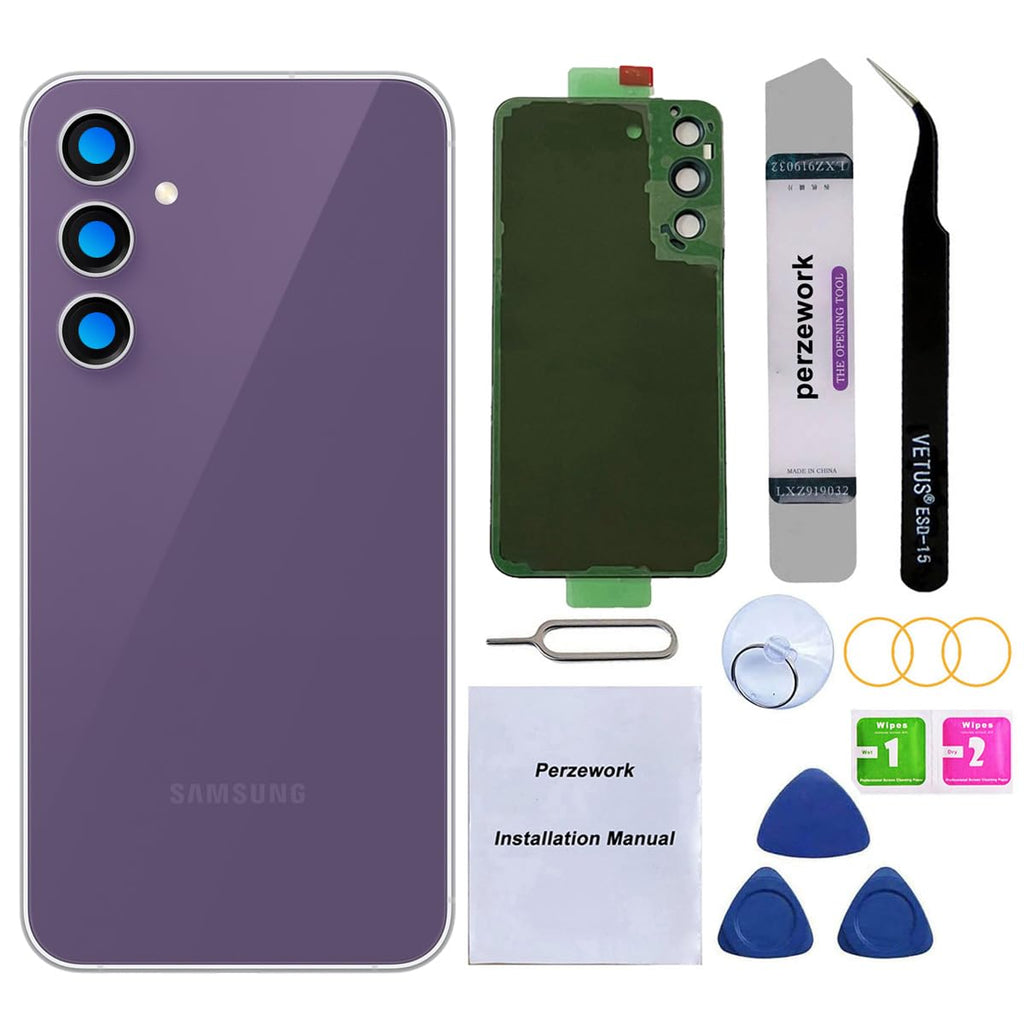 OEM Rear Back Glass Replacement for Samsung Galaxy S23 FE with Reparing Toolkit and Manual (Purple) Purple