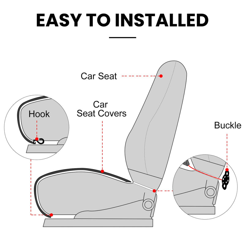 surpassme 2pc Comfortable Car Seat Covers Universal Front Seat Covers for Car Accessories with Storage Pockets, Padded Car Interior Covers for Automotive, SUV, Truck, and Van(Khaki) 2 Front Seat Covers Khaki