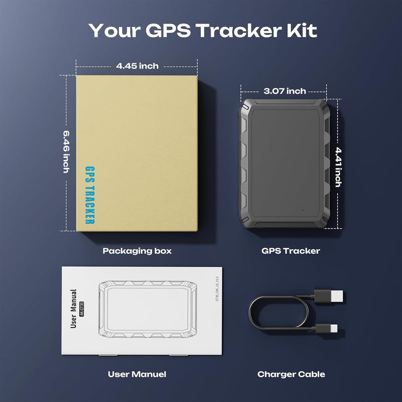 CXK GPS Tracker for Vehicles 4G LTE Global Tracker Device for Vehicles | 180-Day Standby Life Real-Time Alerts Car Tracker, 6-Month Route History, Strong Magnet, IP65 Waterproof, Subscription Needed Black