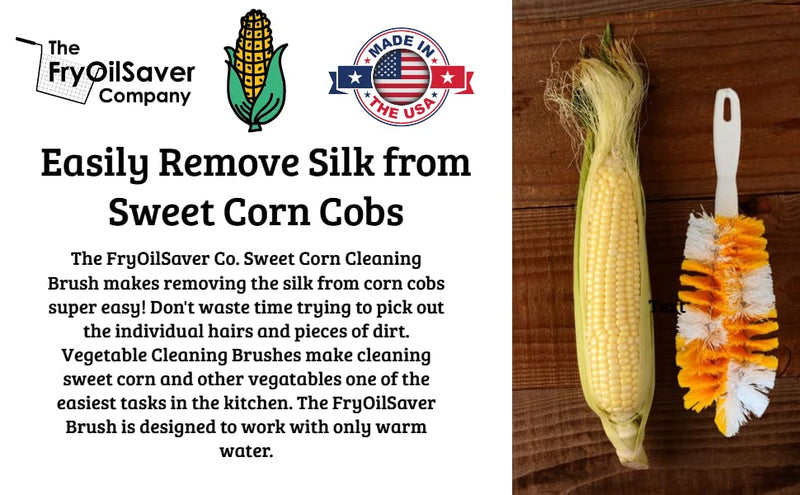 Corn De-Silker Brush | Bristled Veggetable Scrubber for Brushing Carrots, Potatoes | Durable & Firm Corn Scrubber, Corn Silk Hair Remover, Food Brush by FryOilSaver Co. B239C