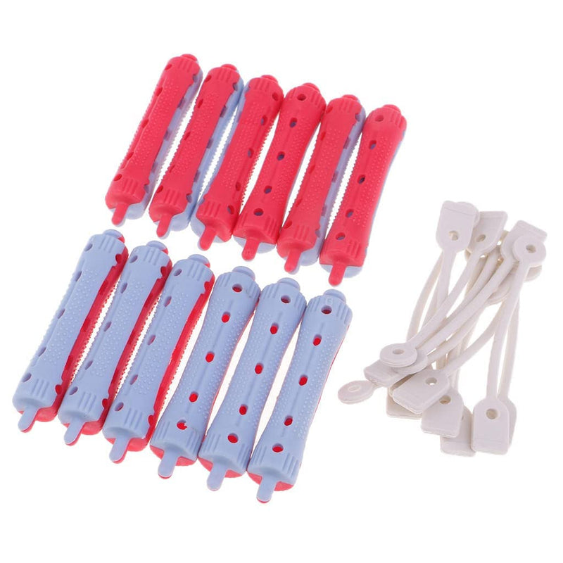  [AUSTRALIA] - zalati Perm Rods Hairdresser Curlers Salon Beauty Care Hairstyling Hairdressing 12pcs/ Set - 7 x 1.5 cm Red & Grey (Pack of 3) 1 count (Pack of 3)