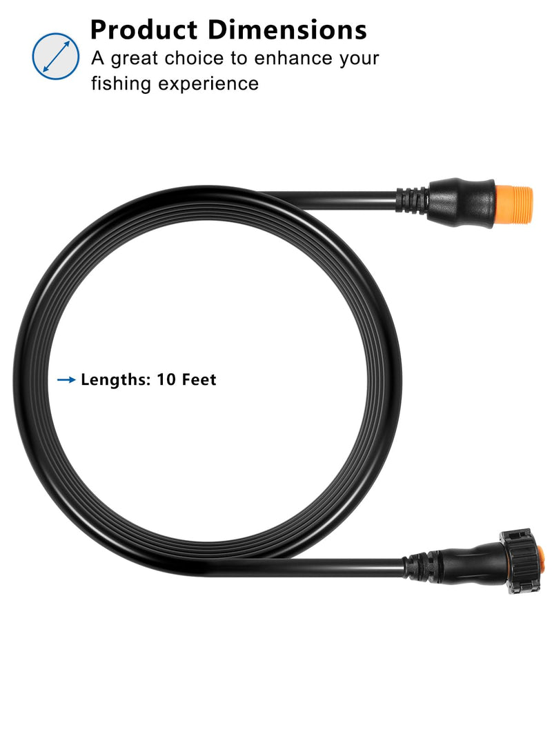 Replacement for Garmin 010-11617-32 Extension Cable 12-Pin, Compatible with 12-Pin Garmin Scanning Transducers, 12-Pin Airmar Transducers with XID, ECHOMAP, STRIKER, LiveScope, GPSMAP Series (10 Feet)