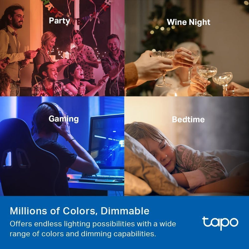 Tapo TP-Link Smart Light Bulbs, 1100 Lumens High Brightness (75W Equivalent), Matter-Certified, 16M Colors WiFi Light Bulb, Dimmable, Works w/Siri, Alexa & Google Home, A19 E26, L535E(4-Pack) Matter Light Bulb 4 Pack