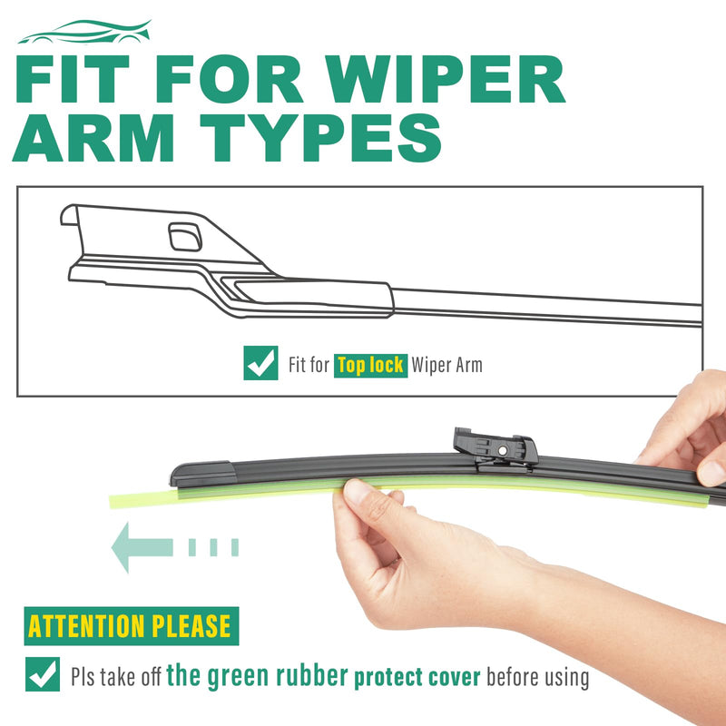 26" 19" Windshield Wiper Blades Replacement for Tesla Model Y 2020-2023 Model 3 2017-2023 Premium All Weather Wiper Blade -OEM Quality(2 of Set) 26"+19" A Top Lock