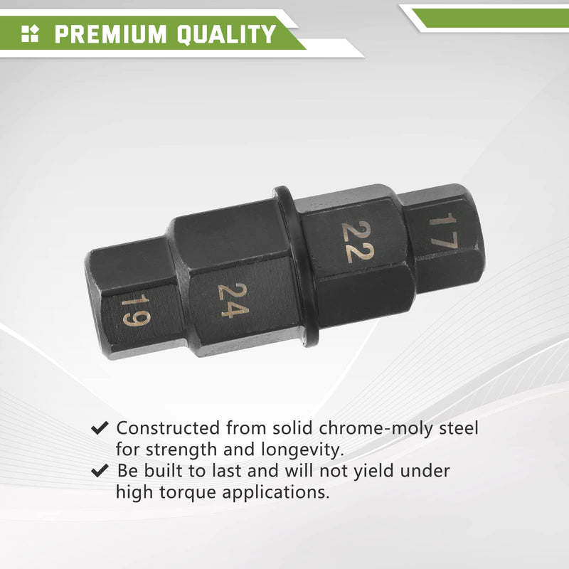 ATPEAM Hex Axle Tool - 17mm, 19mm, 22mm, 24mm 3/8" Hex Allen Spindle Socket Adapter for Motorcycle Front Axle (1 Pack) 1 Pack