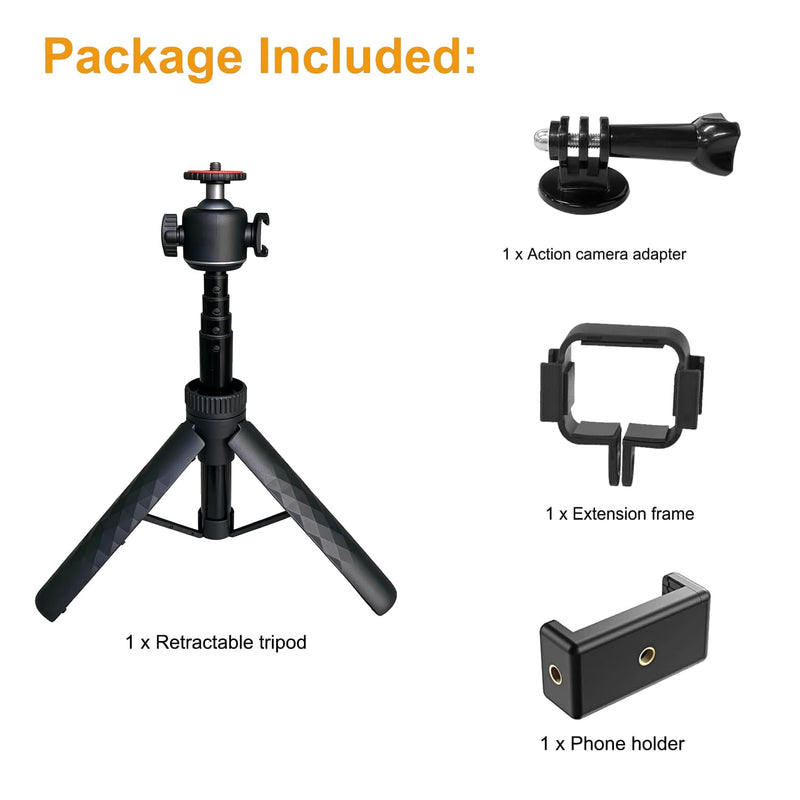 for DJI Osmo Pocket 3 Tripod, 25" Action Camera Selfie Stick Tripod Stand | With Adapter for DJI Osmo Pocket 3 4, Extendable Selfie Stick Tripod for Pocket 3 4 Action 5 GoPro Insta360 X5 Luna Ultra