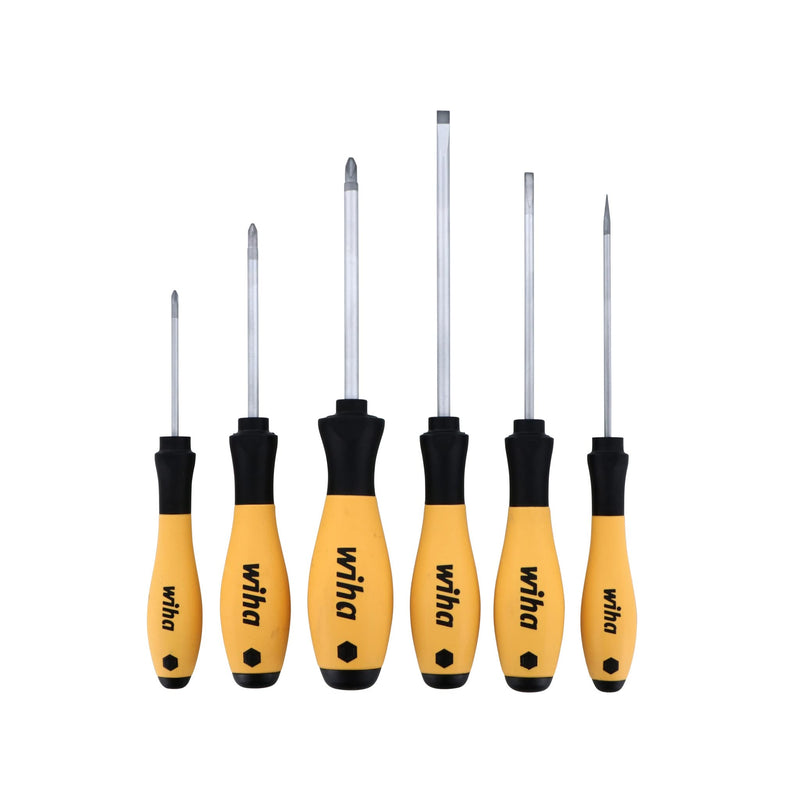 Wiha 30292 6-Piece Slotted and Phillips Screwdriver Set ESD with Soft Finish Grip