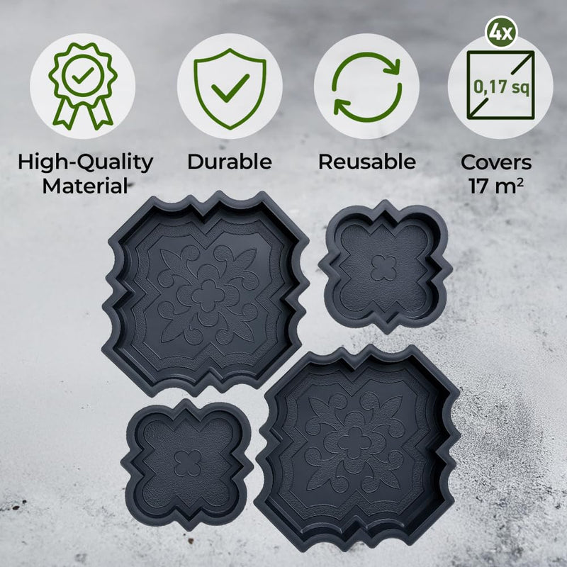 4 pcs Beautiful Plastic Form Big Pathmaker Concrete Molds Cement Molds for Concrete Mold - Plastic Brick Mold 4 pcs