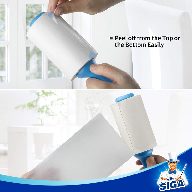 MR.SIGA Extra Sticky Lint Roller Pet Hair Remover, 5 Pack, Blue | Picks up lint and pet hair like a breeze, easy tear sheets, 450 sheets in total One Size