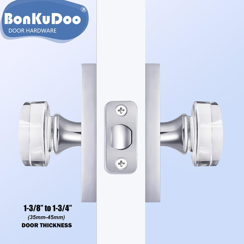 Passage Glass Door Knob Interior Crystal Door Knobs for Hall Closet, Polished Chrome Passage 1 Pack