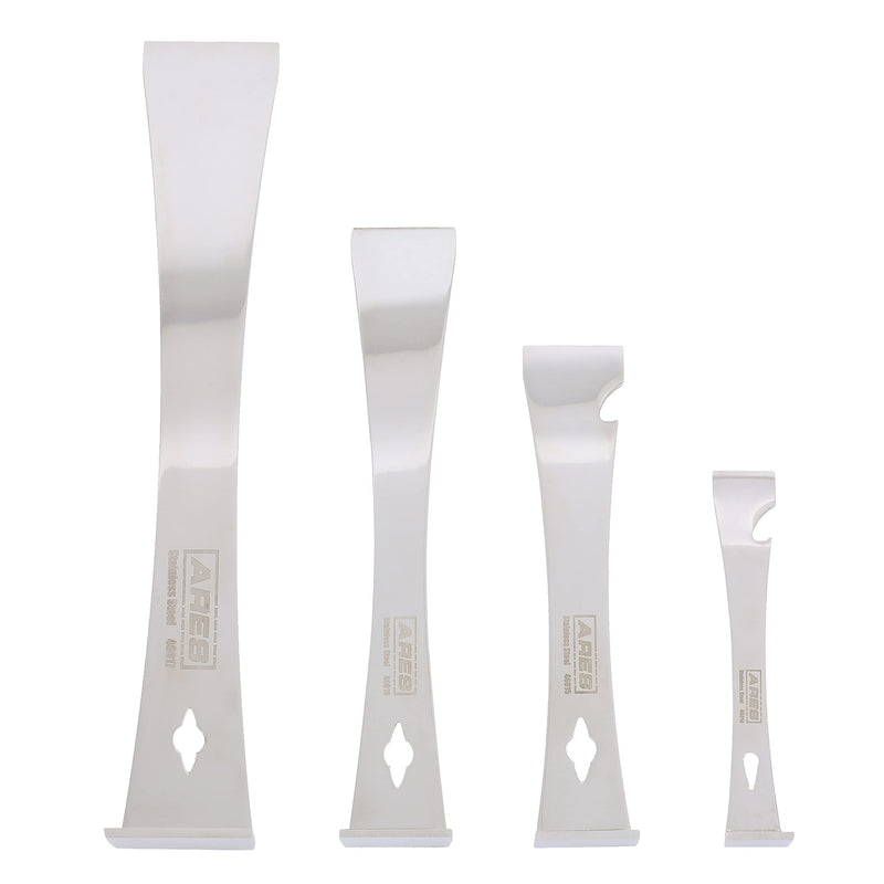 ARES 46020-4-Piece Stainless Steel Prybar Scraper Set - Ultra Sharp Scrapers Remove Residue from Steel, Aluminum, and More - Prybar Ends Offer Extra Leverage - Built-In Nail Puller and Bottle Opener