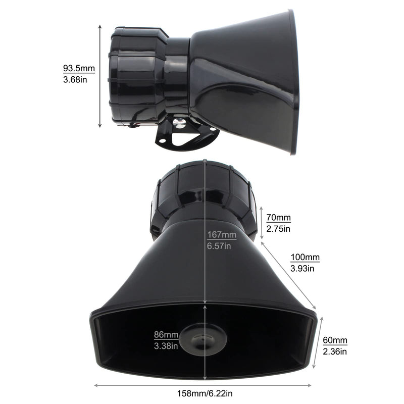 Car Speaker 100W 9 Sounds 12V Car Siren Horn Speaker with Hook Bracket, Call Function, 120-125dB Warning Alarm Electronic Horn