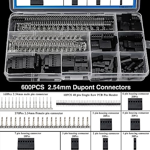 Taiss Dupont Crimping Tool Kit Ratcheting Wire Crimper with 2.54mm 600PCS Dupont Connectors and 560PCS JST XH Connectors,Dupont Crimper,JST Crimper(0.08-0.5mm² 28-20AWG) 21 Types Dupont/JST-XH(2.5-2.54mm)+Tool