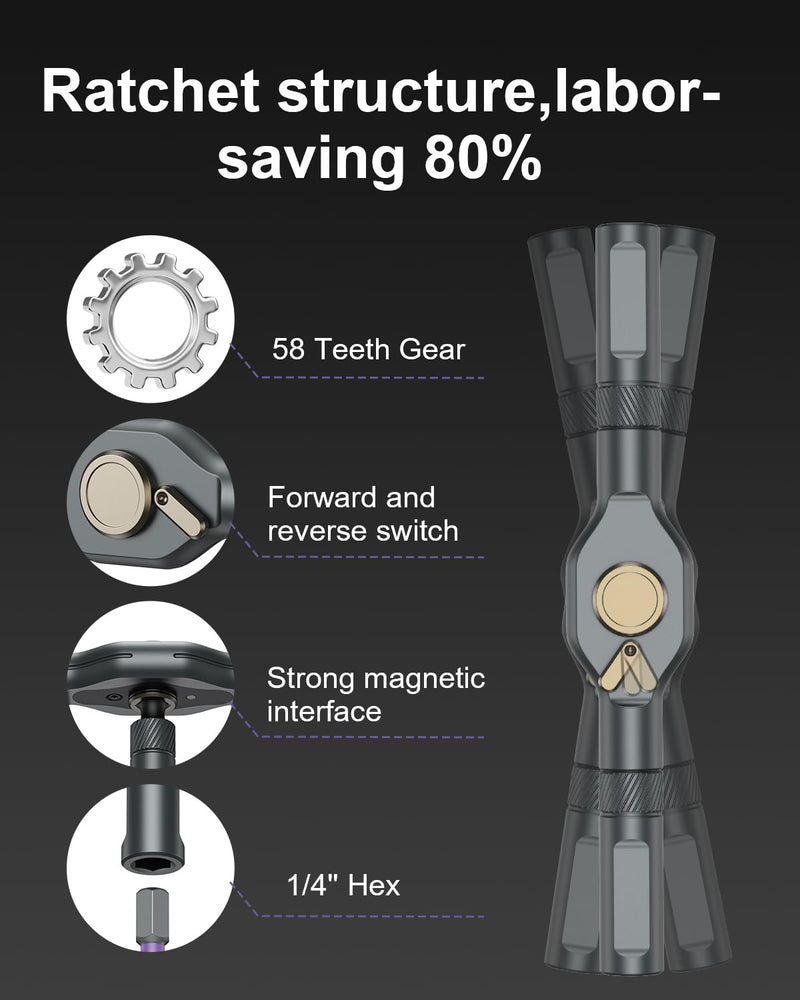 Ratchet Screwdriver Set, 74 in 1 Magnetic Screwdriver Set with Detachable T Handle, Precision Repair Tool Kit for Furniture Assembly, Computer, Bicycles, Appliance, Watch, Doorbell, Camera, DIY