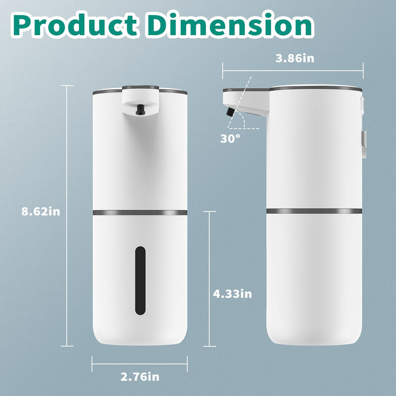 HOMELYLIFE Automatic Foam Soap Dispenser, 12.85oz Touchless Soap Dispenser with Smart Display, 4 Levels Adjustable Liquid Hand Free Dispenser, Dish Foam Dispenser for Kitchen, Bathroom, Public Places